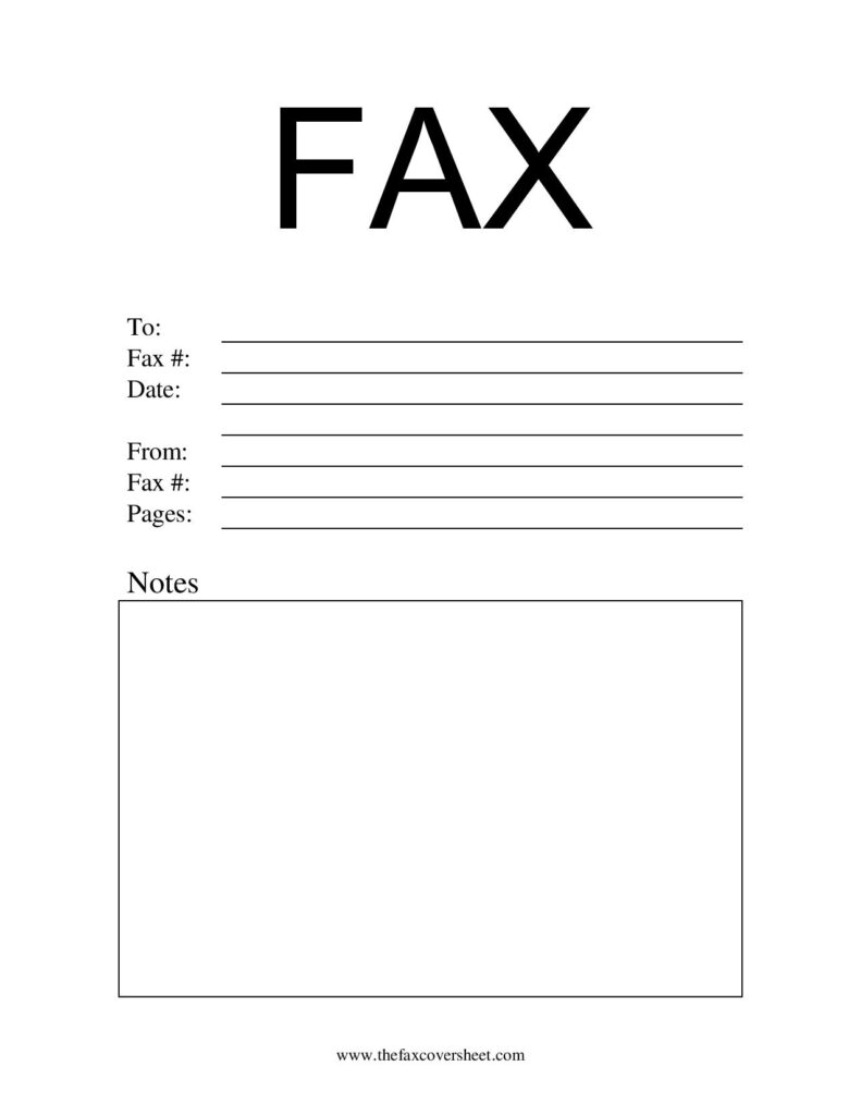 Printable Basic Fax Cover Sheet Free PDF Template