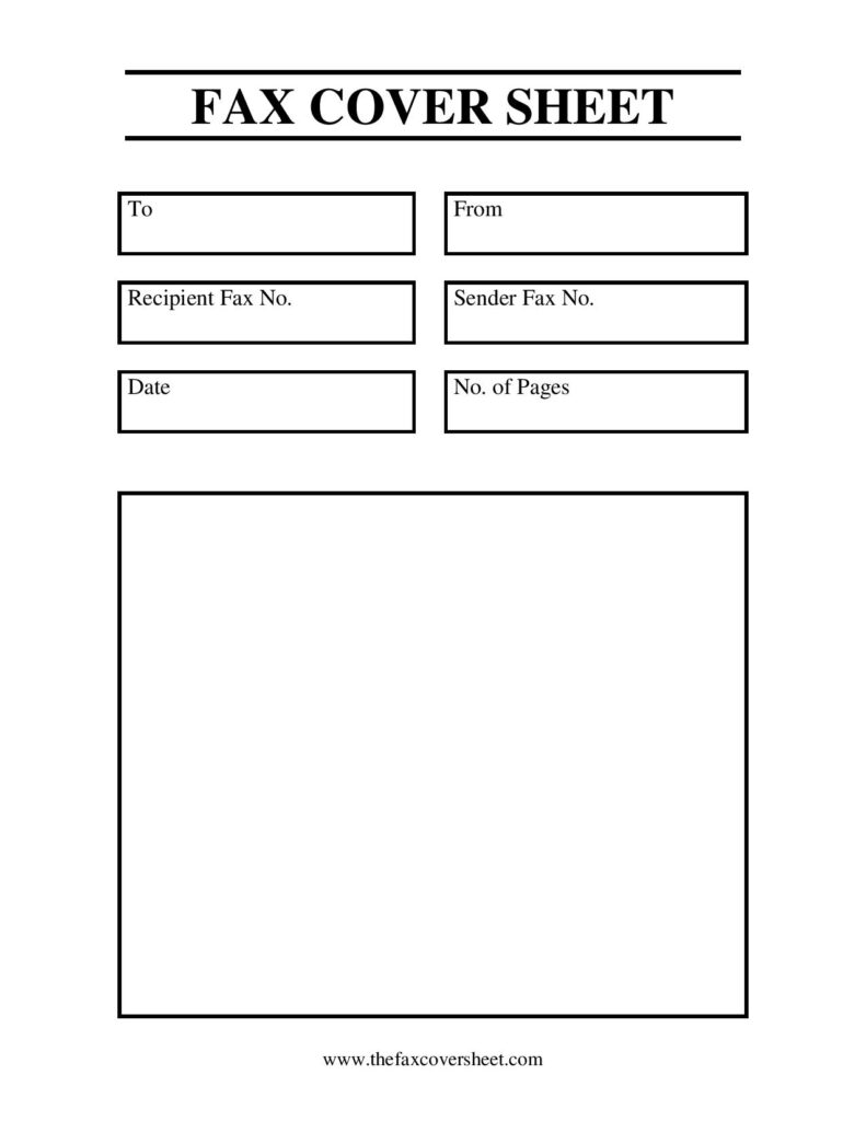 Generic Fax Cover Sheet PDF Printable Letter Template